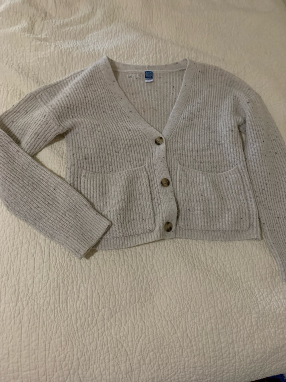 Old Navy Light Heather Beige V-Neck Button Cardigan